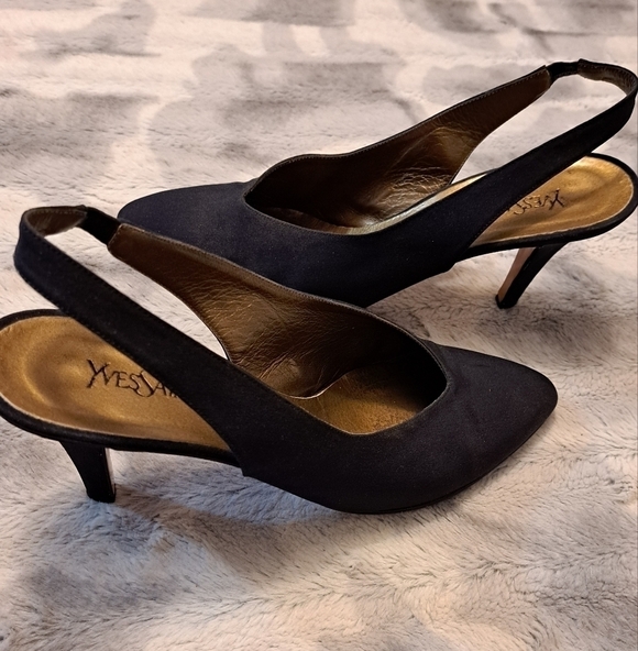 Yves Saint Laurent Black Slingback Heels  Size 8.5 - Picture 1 of 12
